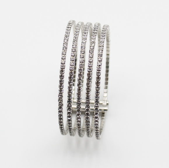 Stunning 5 row cubic zirconia bracelet - Picture 1 of 5